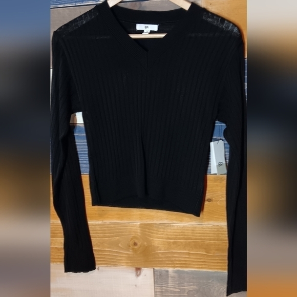 BP Regan  black ribbed cropped sweater M NWT - Picture 4 of 9